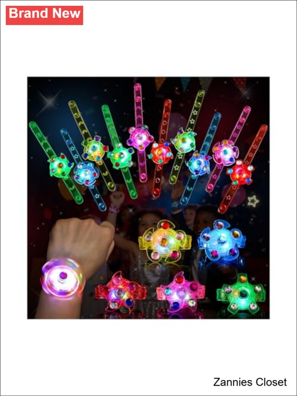 👻 SCIONE 24 Pack LED Light Up Fidget Spinner Bracelets Party Favors for Kids
